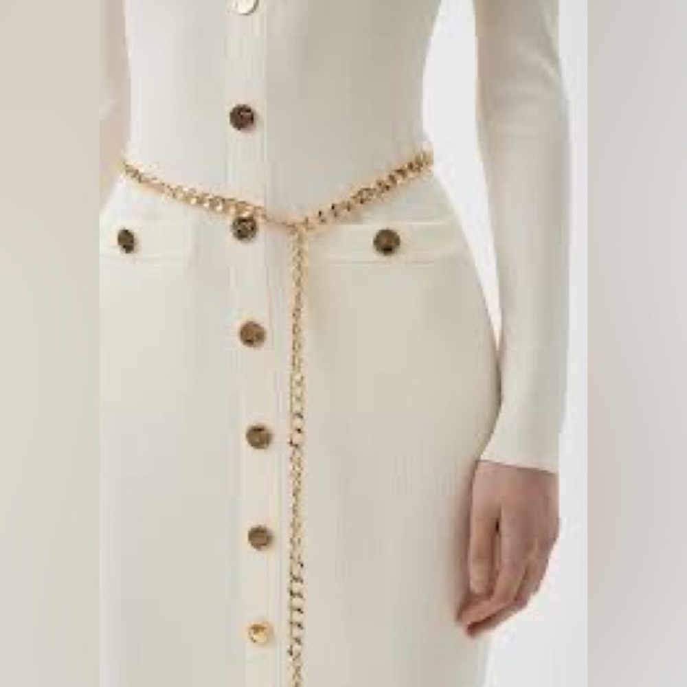 Michael Kors Cream Long Sleeve Dress L - Picture 3 of 15